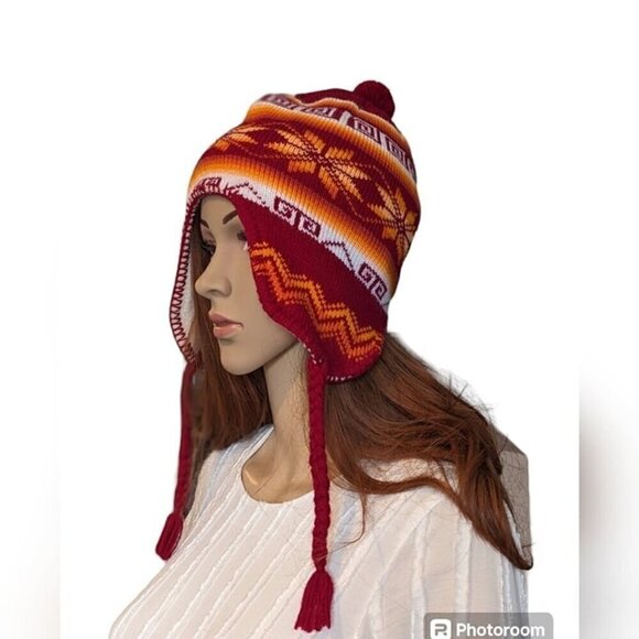 Unisex Peruvian hat, with fleece lining is handmade - Picture 5 of 8